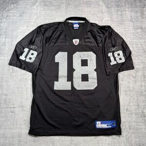Oakland Raiders Jersey Mens Large Black Randy Moss #18 Football Mesh Reebok NFL